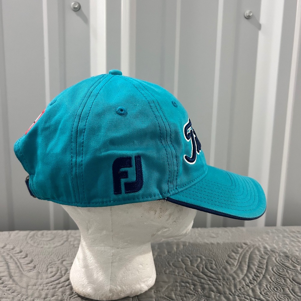 Titleist Golf Hat Mens Turquoise Blue Adjustable Strapback FJ Pro V1 Cap